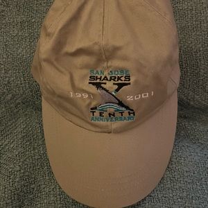Vintage San Jose Sharks Hockey Hat. 10th anniversary khaki hat.